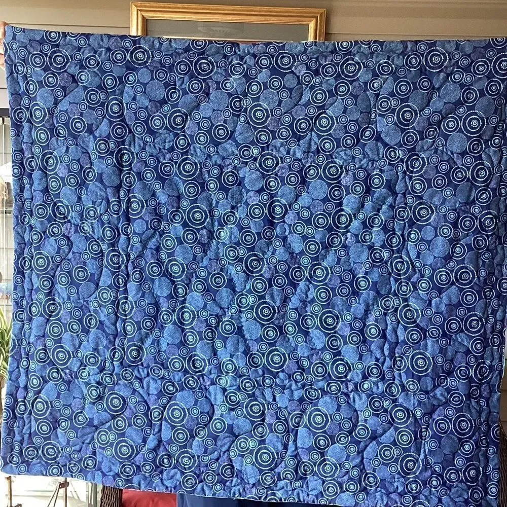 NWT Hand Crafted Turquoise Birds in Cherry Blossom Tree Quilt